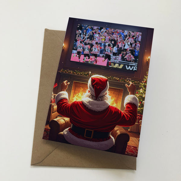 Santa Watching Sunderland Mackem Christmas Card