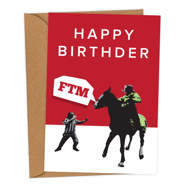 Happy Birthder FTM Geordie Horse Puncher Mackem Birthday Card